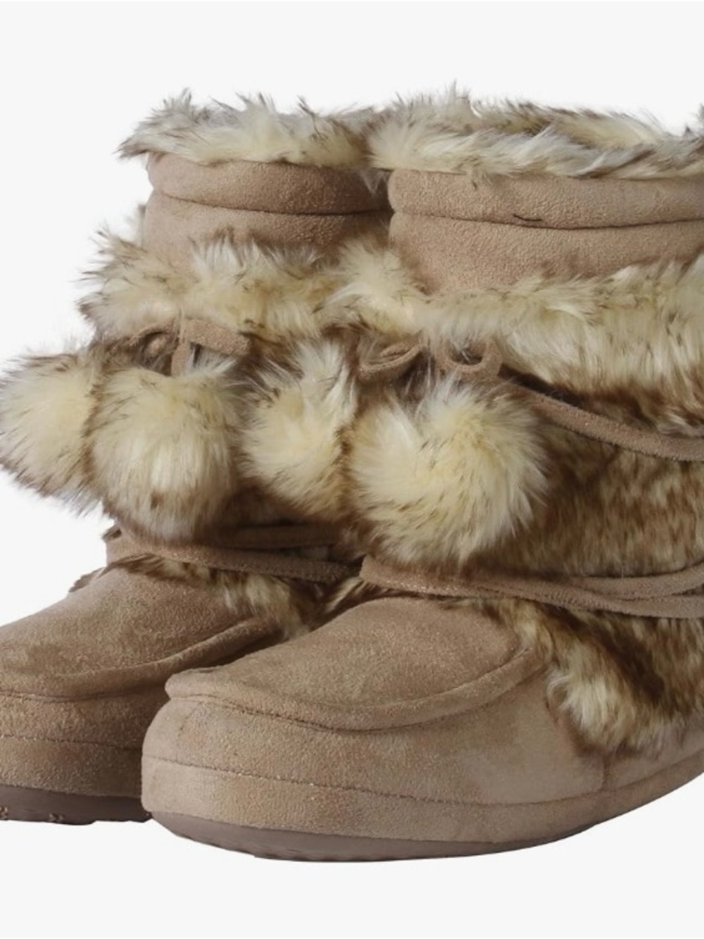 NWT Cozy Faux-Fur Pom Pom Slippers